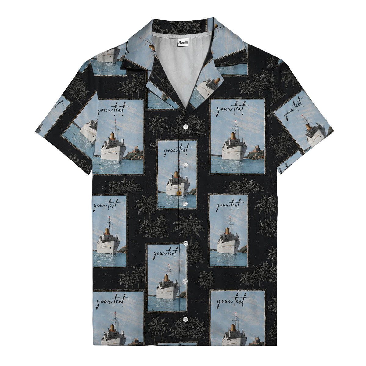 cruise ships & palm tree islands hawaiian shirt for men
