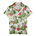 custom face monstera & hibiscus tropical party hawaiian shirt for men