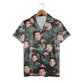 Custom Face with Flamingos Hawaiian Shirt in Navy Tropical Design