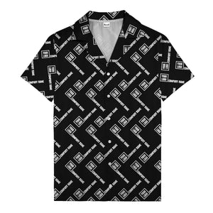 custom logo & company name repeat black hawaiian shirt for men
