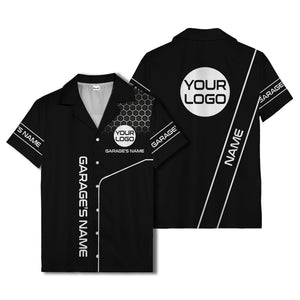 custom logo hexagonal honeycomb automotive hawaiian shirt for men