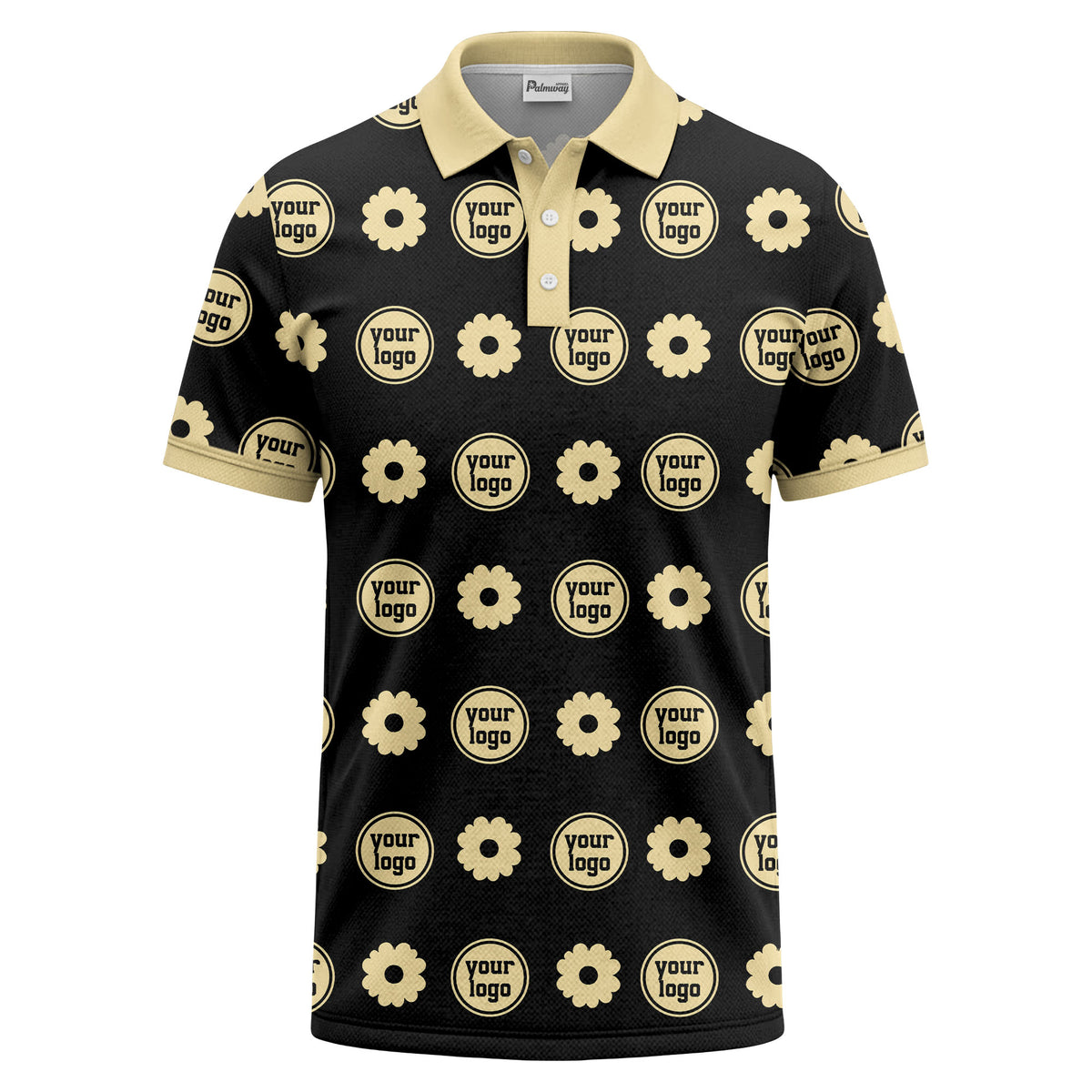 customizable daisy & monogram repeat pattern polo shirt
