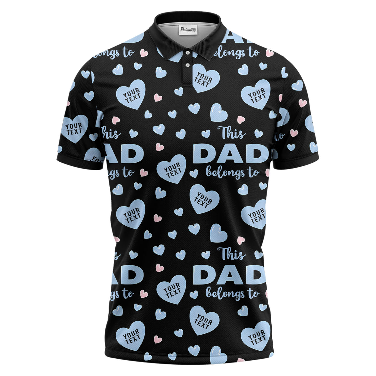 customizable hearts & text father's day all over print polo shirt for men