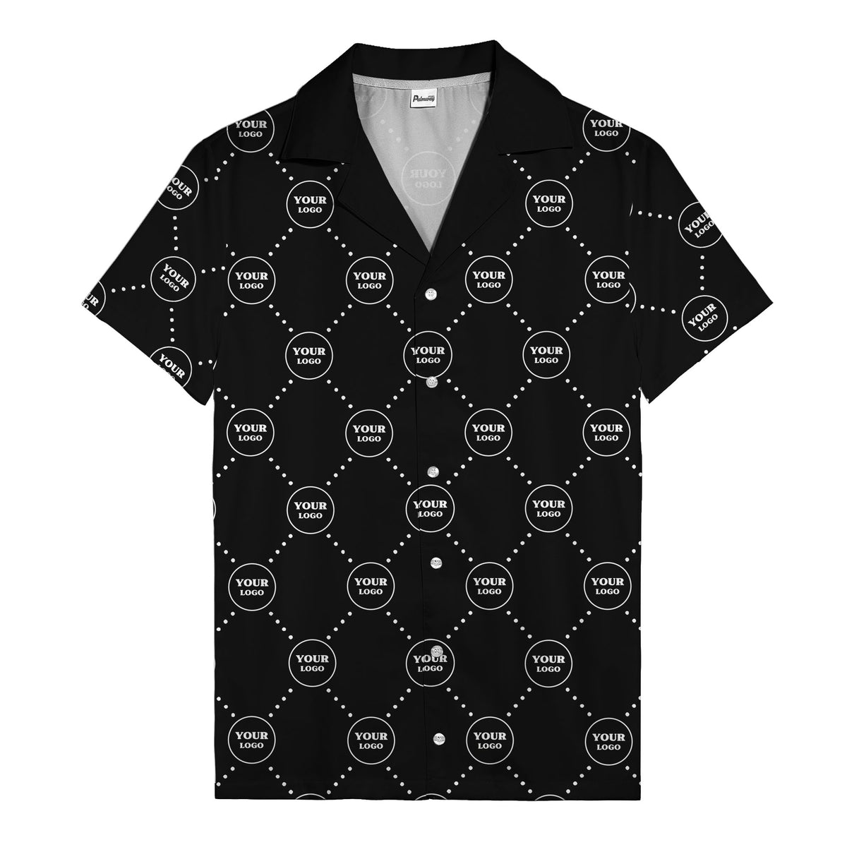 customizable logo circles and dotted lines monochrome hawaiian shirt