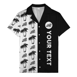 customizable palm tree & personalized text tropical green hawaiian shirt for vacation