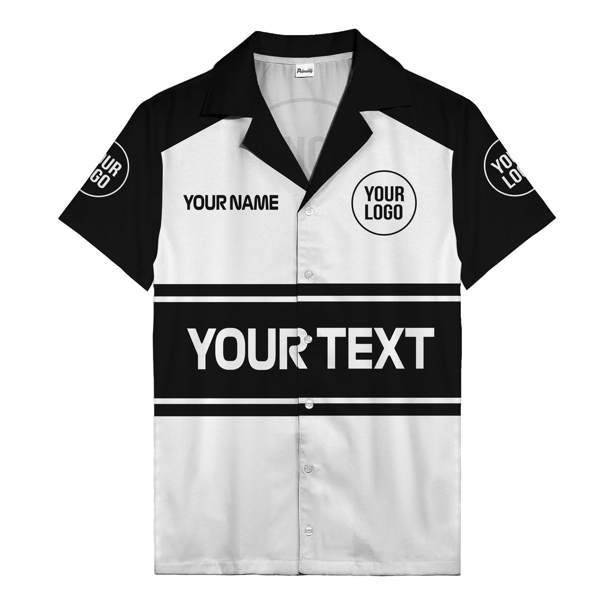 customizable text & logo horizontal stripe bowling hawaiian shirt