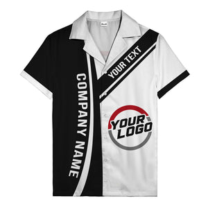 diagonal stripe custom logo company name hawaiian shirt for teams
