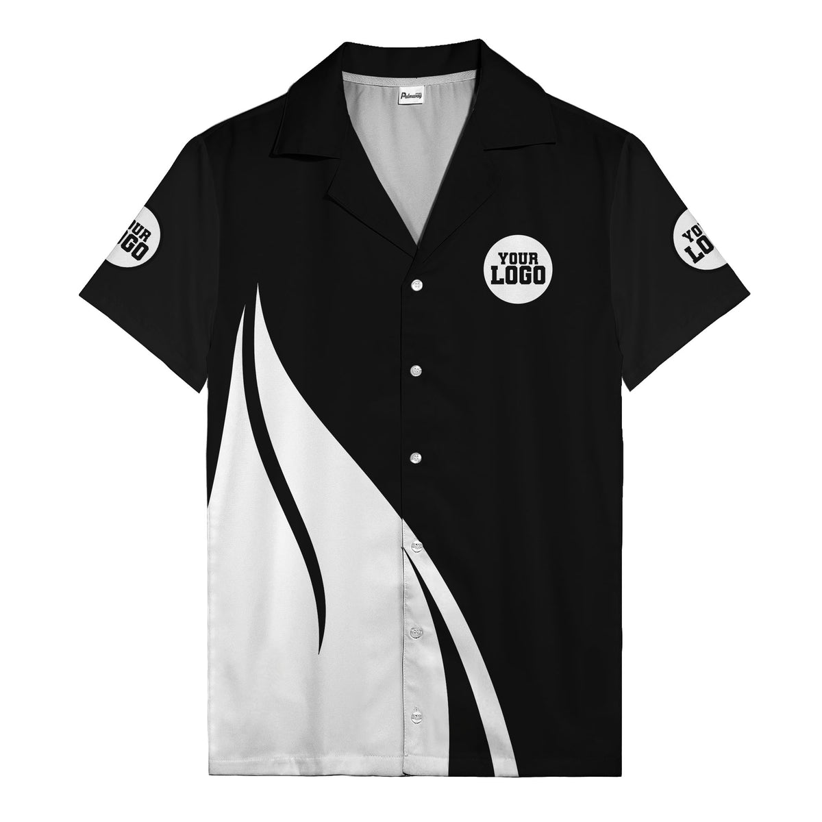 diagonal stripe custom logo retro bowling hawaiian shirt