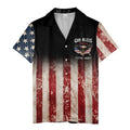 Distressed Eagle Soaring Over Vintage Flag Stars Patriotic Aloha Shirt Hawaiian Shirt