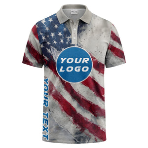 distressed watercolor stars & stripes american flag polo shirt