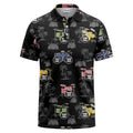 drum kit & palm tree repeat rock band polo shirt for men