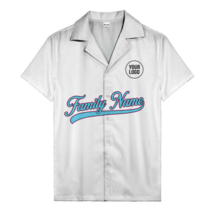 family name script & logo circle personalized hawaiian shirt