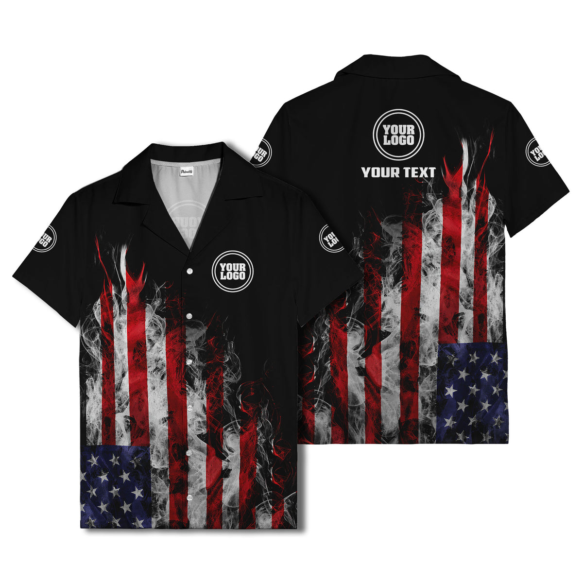 fiery bald eagle & stars stripes hawaiian shirt for men