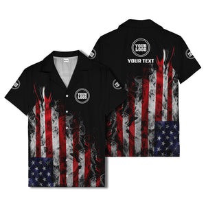 fiery bald eagle & stars stripes hawaiian shirt for men