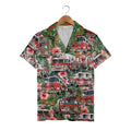 Fire Truck Surf Rescue Tropical Aloha Shirt With Palm Hibiscus For Men Hawaiian Shirt