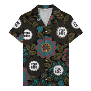 floral mandala & custom logo circle hawaiian shirt for men