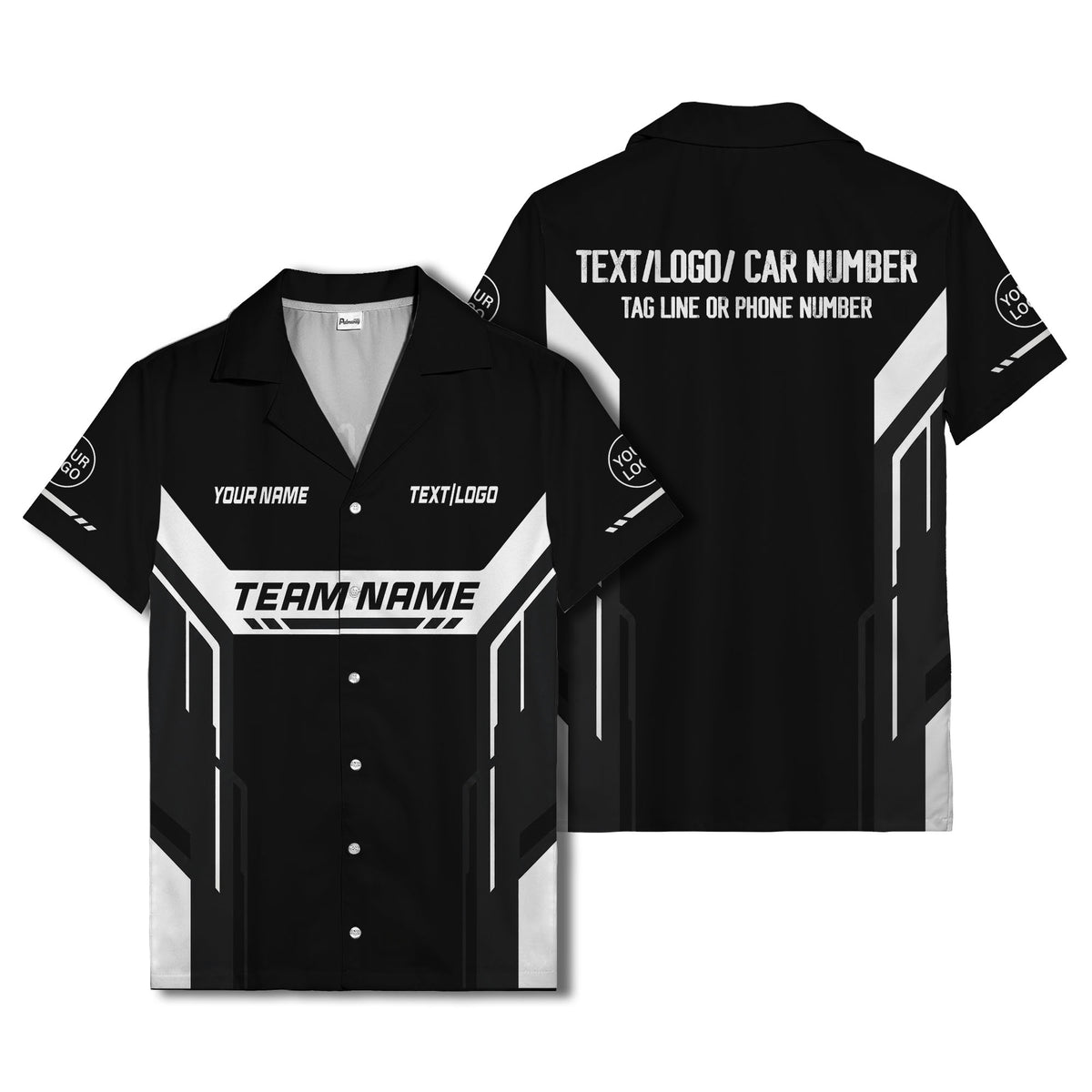 geometric stripes & custom text aloha hawaiian shirt for men