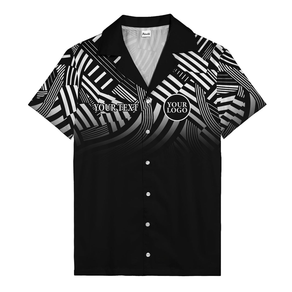 geometric waves & stripes abstract hawaiian shirt for men