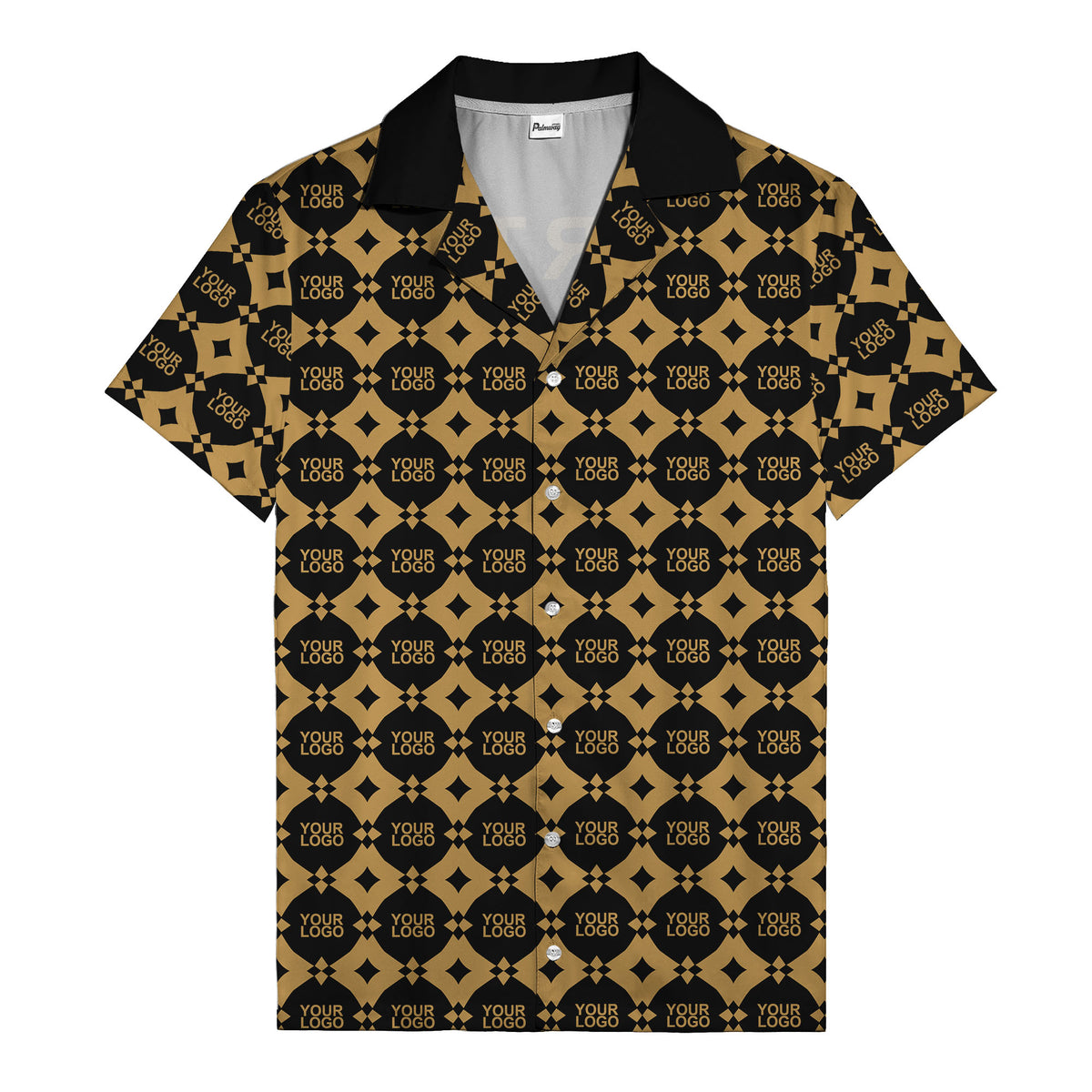 gold mon diamond lattice monogram hawaiian shirt for men