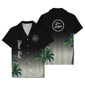 gradient palm tree silhouettes custom text hawaiian shirt for men