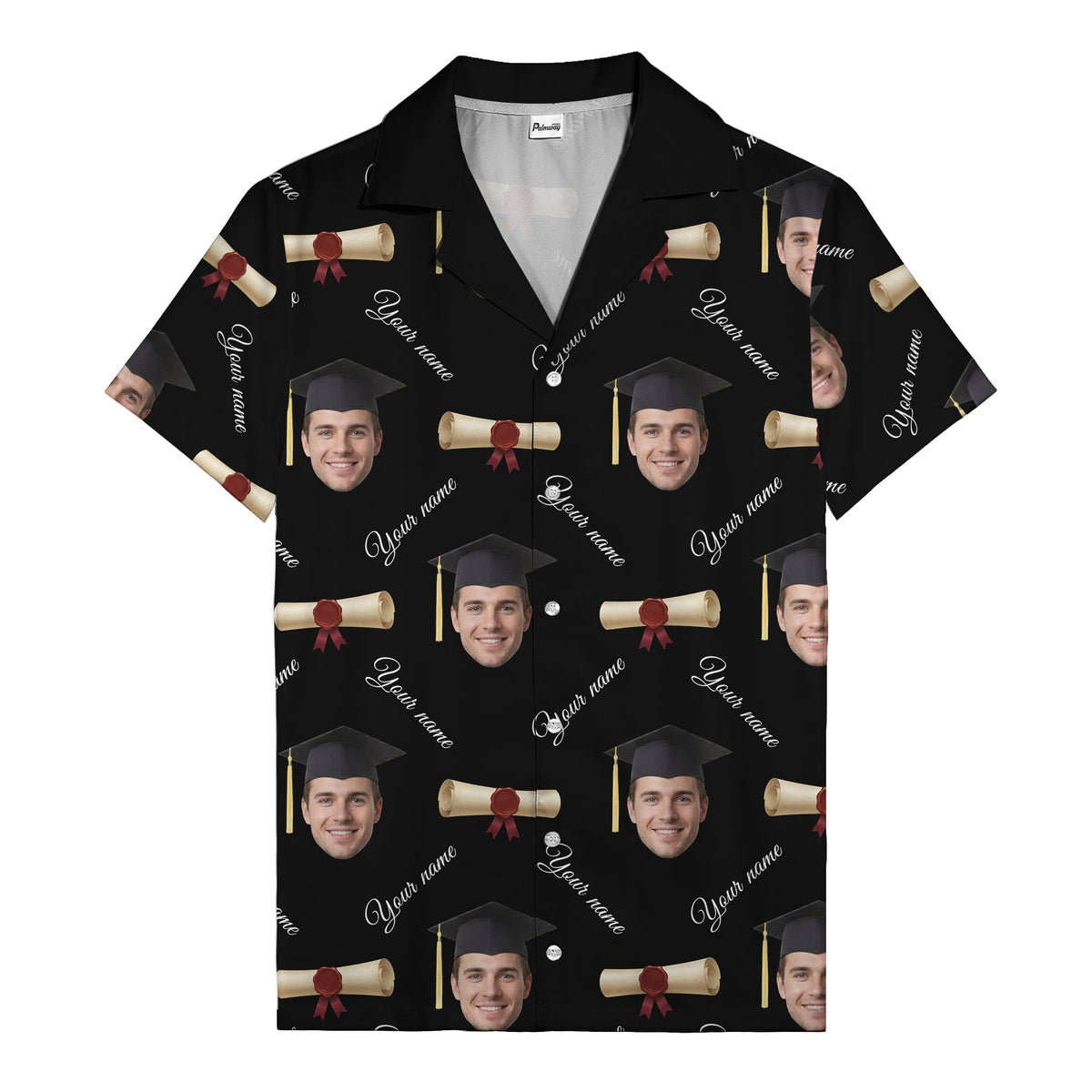 graduation caps diplomas & custom faces hawaiian shirt