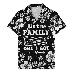graphic white hibiscus & leaf family tribute hawaiian shirt