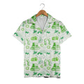 Hand-Drawn Irish Doodle Hawaiian Shirt with Shamrocks and Gold Stacks