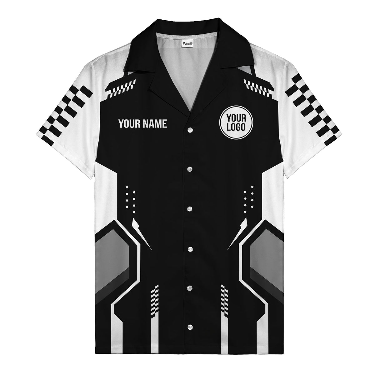hexagon checkerboard geometric fusion hawaiian shirt for men