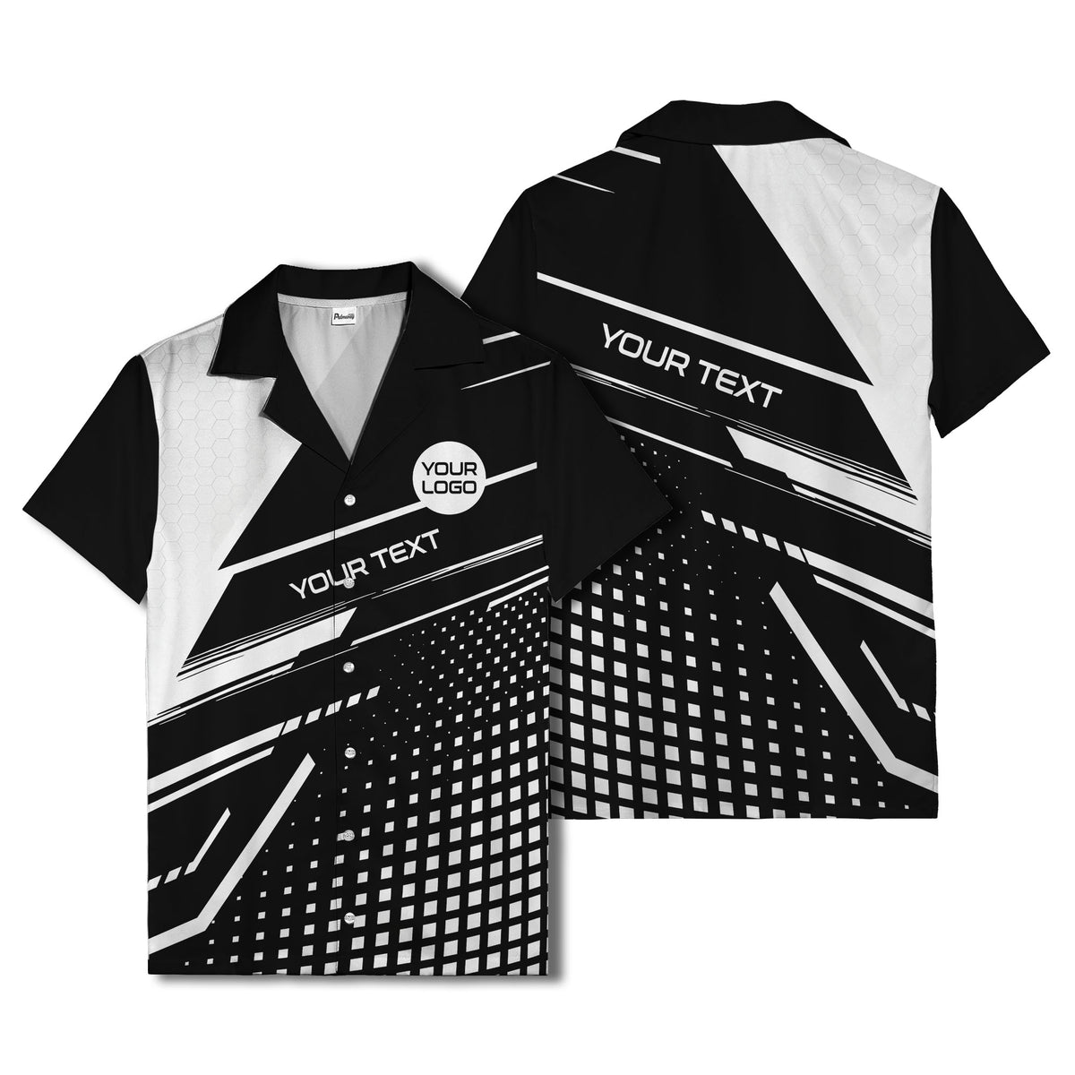 hexagon grid diagonal stripe geometric hawaiian shirt for men