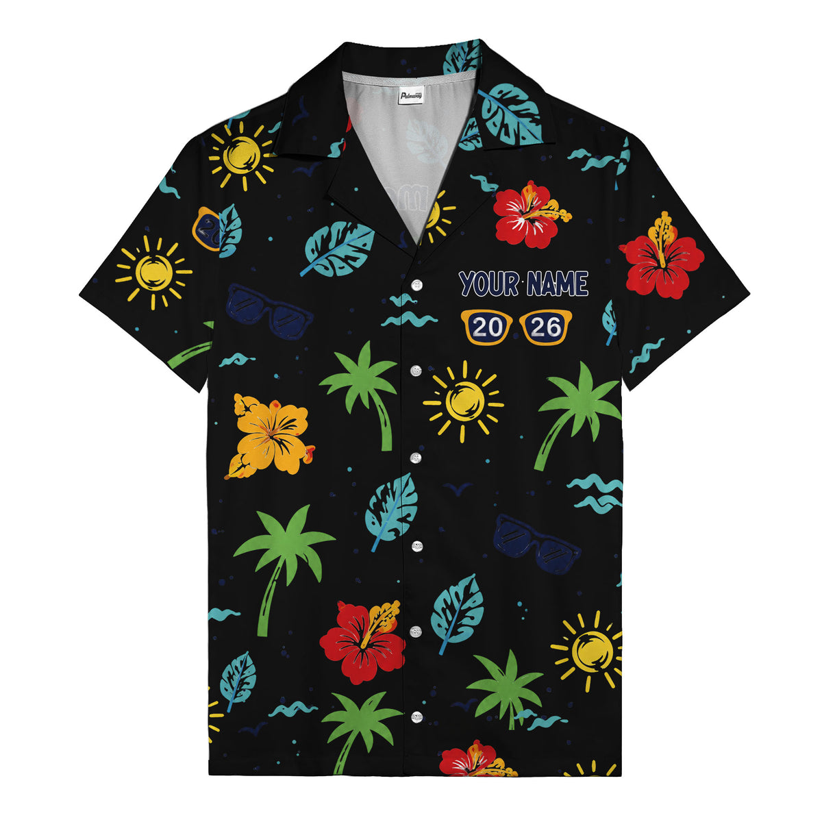 hibiscus palm sunglasses watercolor hawaiian shirt for men