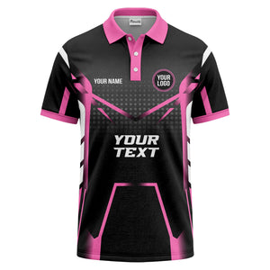 hot pink diagonal stripes & geometric lines esports polo shirt
