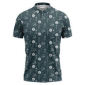 illustrated golf carts & clubs repeating on dark gray hawaiian polo shirt for men