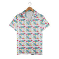 Island Bouquet Hawaiian Shirt in Teal Fuchsia and Golden Florals
