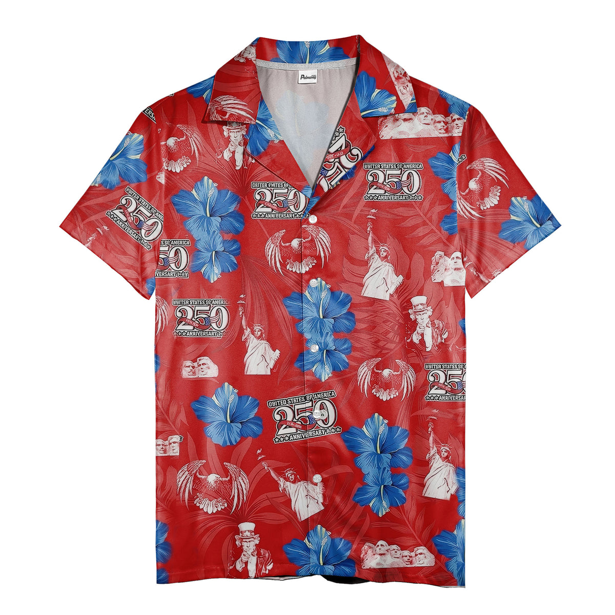 liberty eagles mount rushmore patriotic 250th anniversary red white blue hawaiian shirt for men
