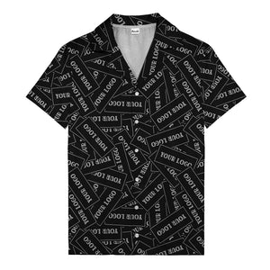 monochrome your logo repeat text graphic hawaiian shirt for men
