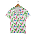 Neon Tropics Hawaiian Shirt with Hot Pink Flowers and Lime Monstera