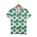 Pale Cream Yellow Modern Graphic Monstera Hawaiian Shirt with Abstract Dots