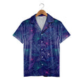 Plumeria Flower Hawaiian Shirt with Fan Palm Leaves in Fuchsia and Cyan