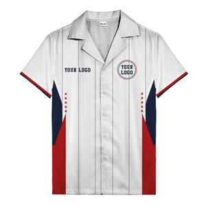 red stars & chicago stripes customizable logo hawaiian shirt