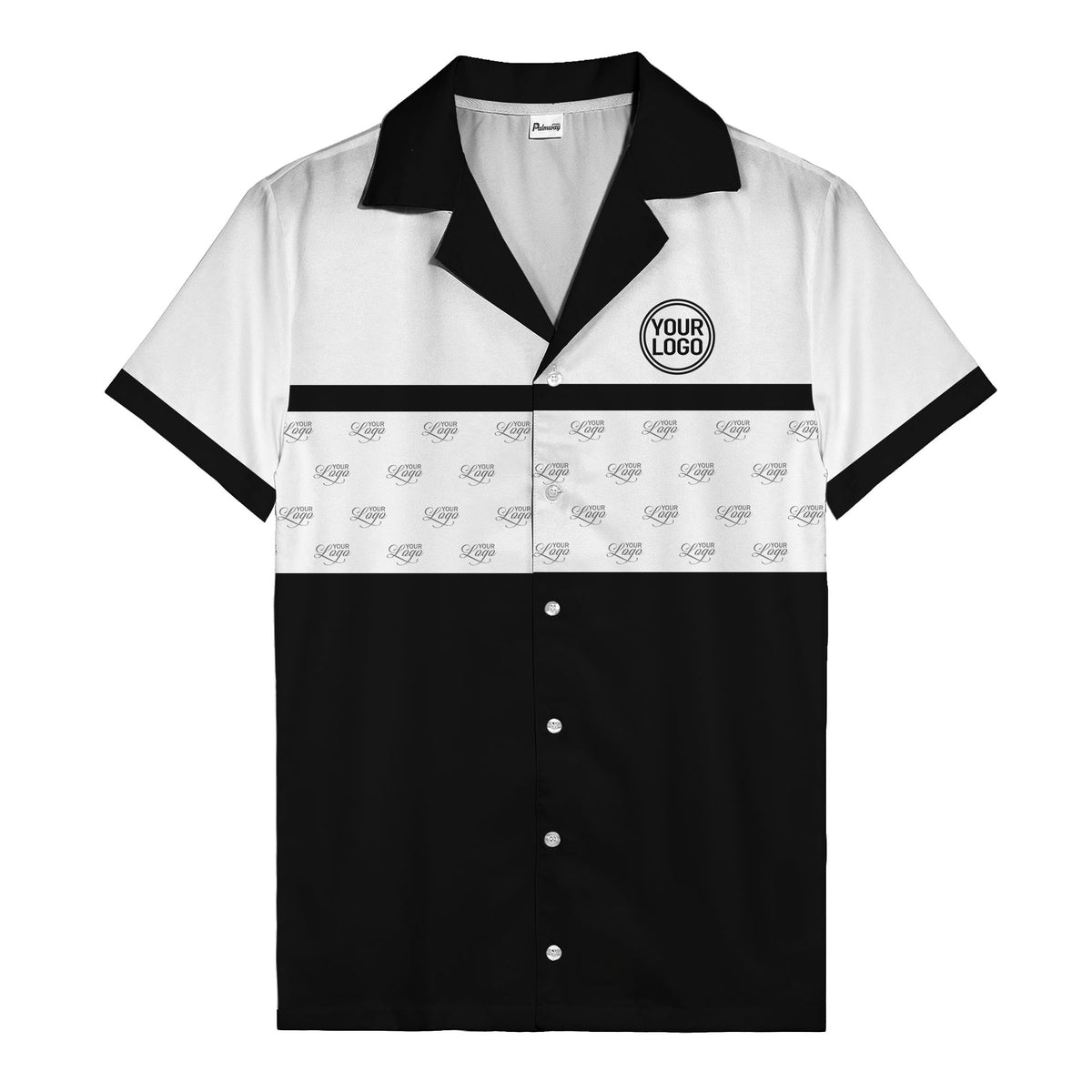retro bowling custom logo repeat hawaiian shirt for men