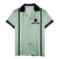 retro bowling team hawaiian shirt with stars, custom multi color aloha button down shirt