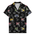rockin' drum kits & palm trees repeat hawaiian shirt for musicians