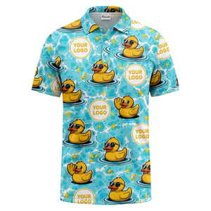 rubber ducks surfing waves fun cartoon polo shirt for men