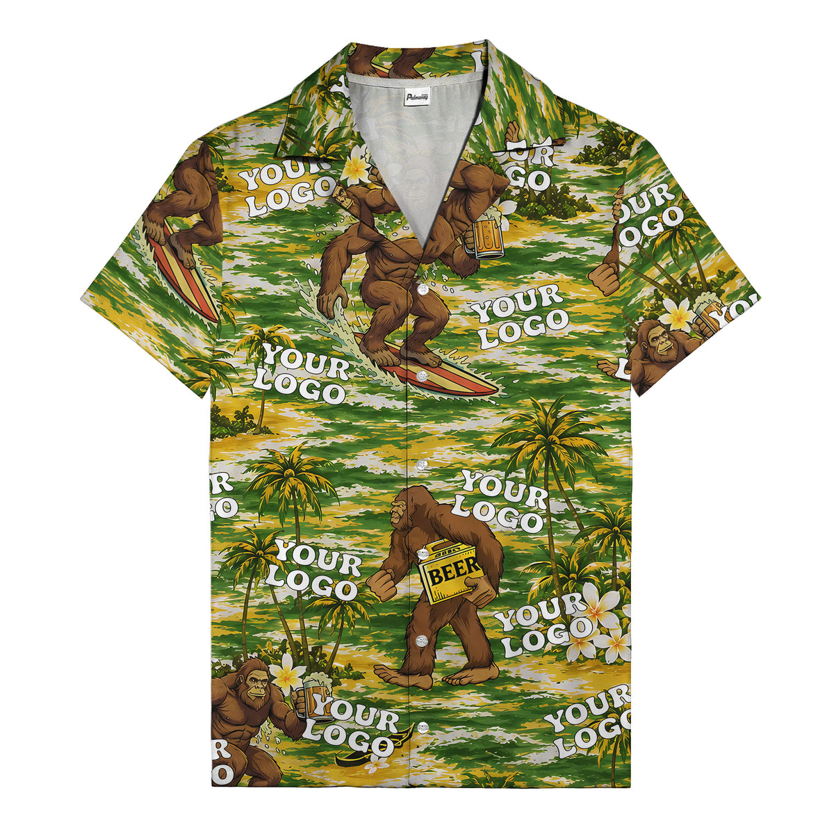 sasquatch surfing beer party aloha hawaiian shirt