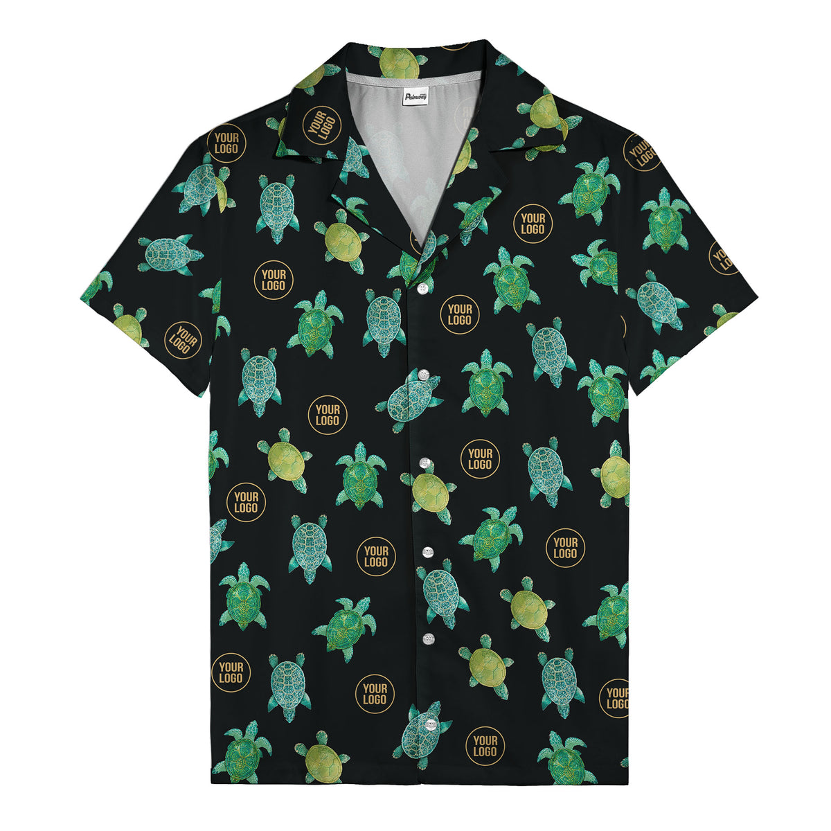 sea turtles and golden logo rings hawaiian shirt for men