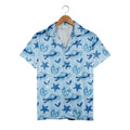 Seaside Escape Hawaiian Shirt with Starfish and Sun Hats in Watercolor Blues