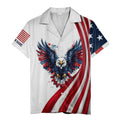 Soaring Bald Eagle American Flag Stars & Stripes Splatter Patriotic 4Th Of July Aloha Button Down Sh