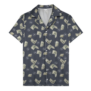 Stacked Cash Money Bills Illustrated Hawaiian Shirt For Men