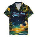 starry night sunset palm trees & hibiscus hawaiian shirt