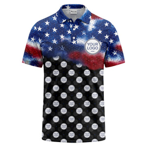 stars & stripes american flag custom logo all over print polo shirt